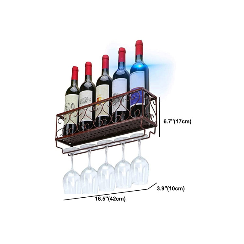 Metal Modern Wine Shelf Wall Mounted Stemware Holder Wine Holder with Shelf