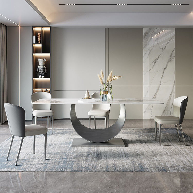 Contemporary Rectangle Dining Table Set Sintered Stone 1/4/7/8 Pieces Dining Set