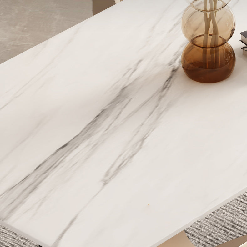 Glam Sintered Stone Dining Set Rectangle 1/3/4/6/7 Pieces Dining Set with Pedestal Base