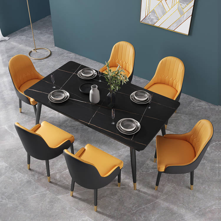 Glam Rectangle 1/3/4/5/7 Pieces Dinette Set Metal Legs Indoor Dining Table Set