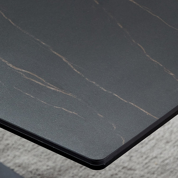 Designer Rectangle 1/4/5/6 Pieces Dinette Set Black Stone and Metal Dining Table Set