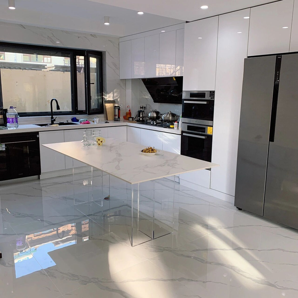 Modern Dining Set 1/5 Pieces Rectangle Stone Dining Table for Dining Room Kitchen