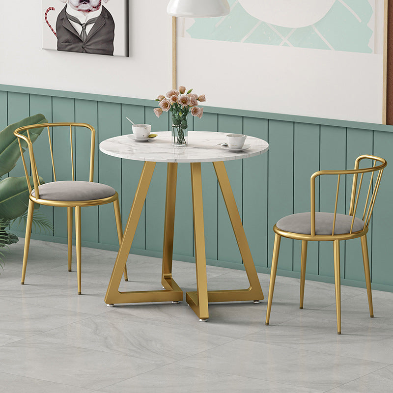 Glam Stone Dining Set Round 1/2/3/4/5 Pieces Dining Set for Home Use