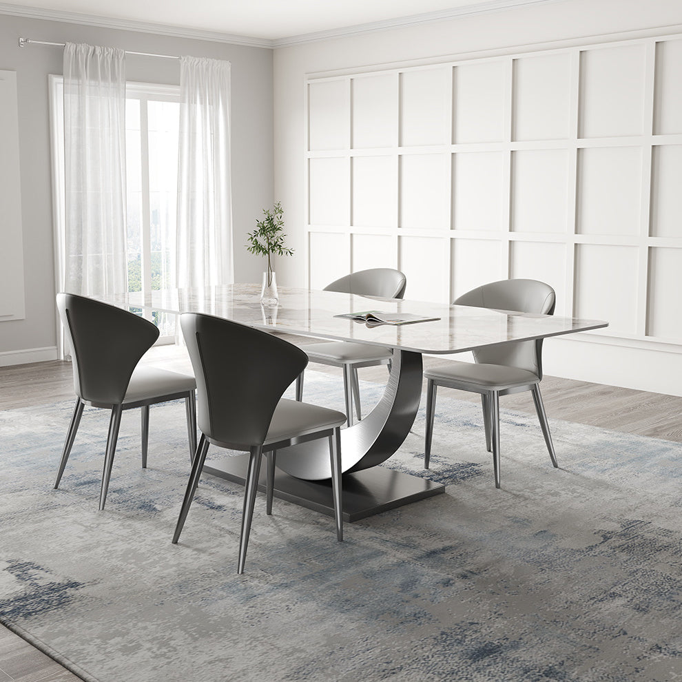 Contemporary Sintered Stone Table Set 1/3/4/5/7 Pieces Dining Set for Dining Areas