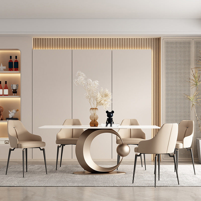 Contemporary Rectangle Sintered Stone Dining Table Set 1/3/4/6/7 Pieces Dining Set