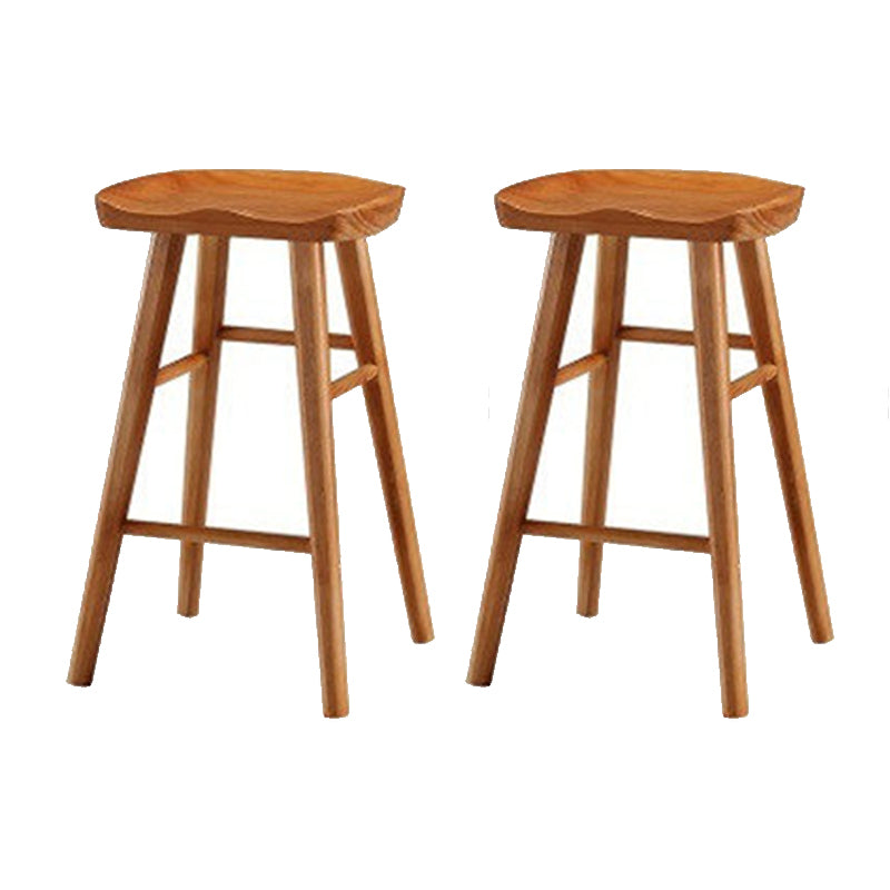 Solid Wood Armless Bar Chair Modern Backless Footrest Bar Stool