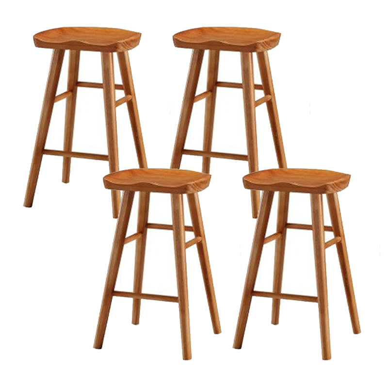 Solid Wood Armless Bar Chair Modern Backless Footrest Bar Stool