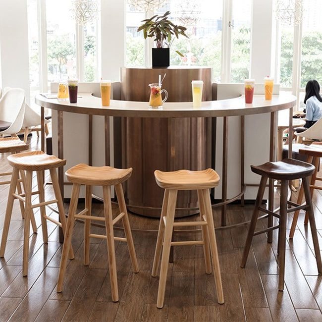 Solid Wood Armless Bar Chair Modern Backless Footrest Bar Stool
