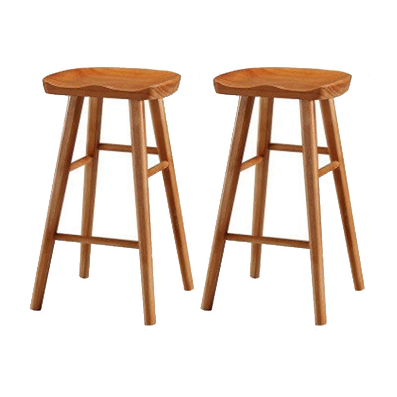 Solid Wood Armless Bar Chair Modern Backless Footrest Bar Stool