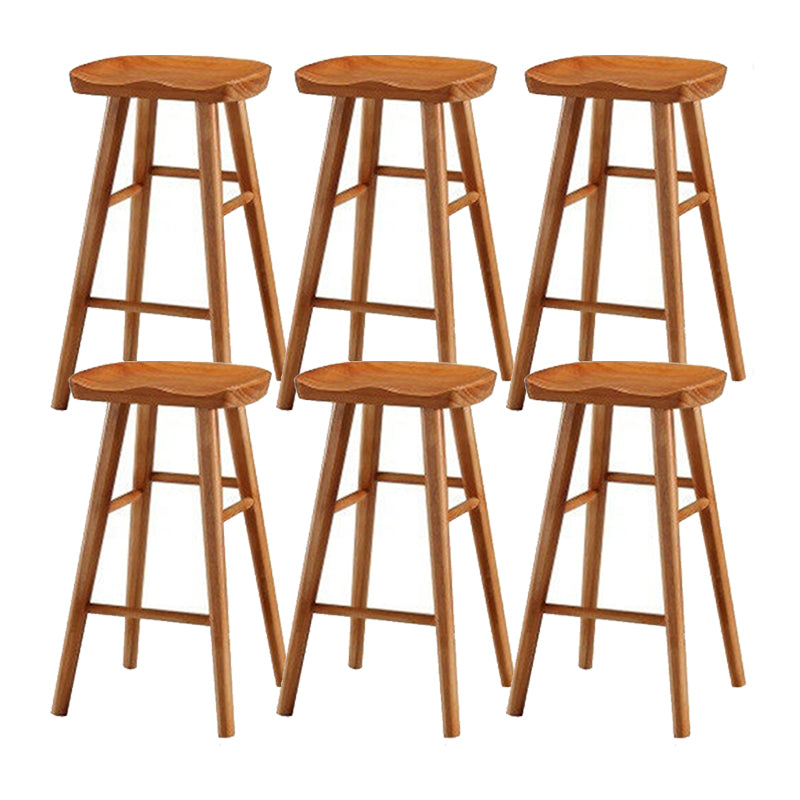 Solid Wood Armless Bar Chair Modern Backless Footrest Bar Stool