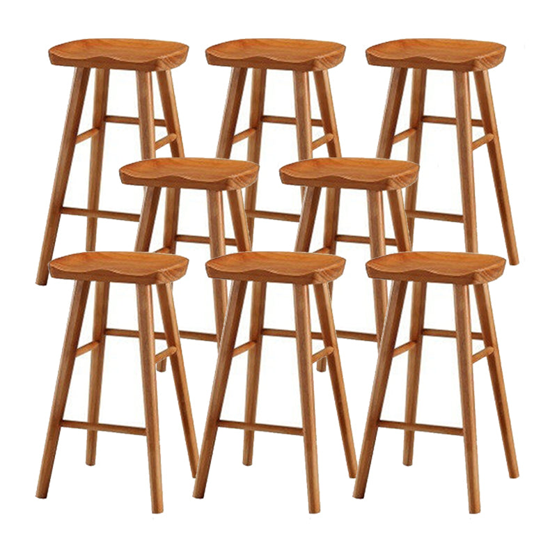 Solid Wood Armless Bar Chair Modern Backless Footrest Bar Stool