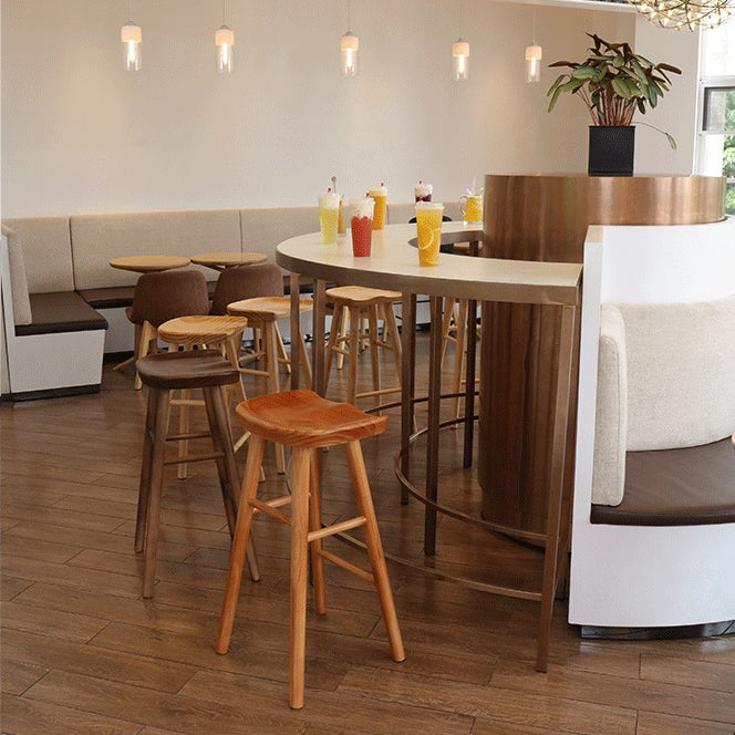 Solid Wood Armless Bar Chair Modern Backless Footrest Bar Stool