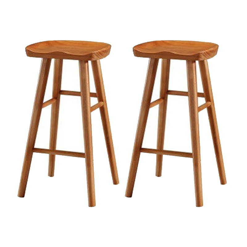 Solid Wood Armless Bar Chair Modern Backless Footrest Bar Stool