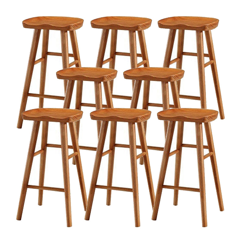 Solid Wood Armless Bar Chair Modern Backless Footrest Bar Stool