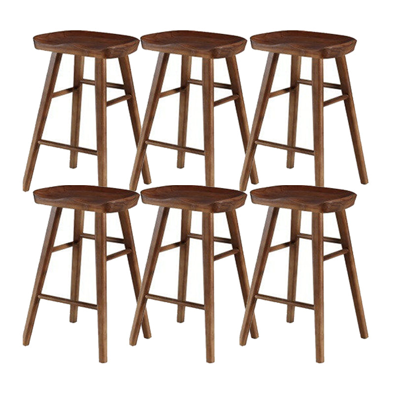 Solid Wood Armless Bar Chair Modern Backless Footrest Bar Stool