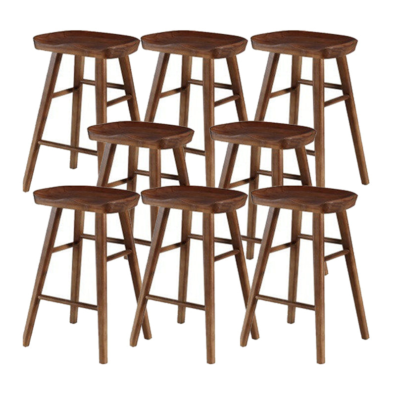 Solid Wood Armless Bar Chair Modern Backless Footrest Bar Stool