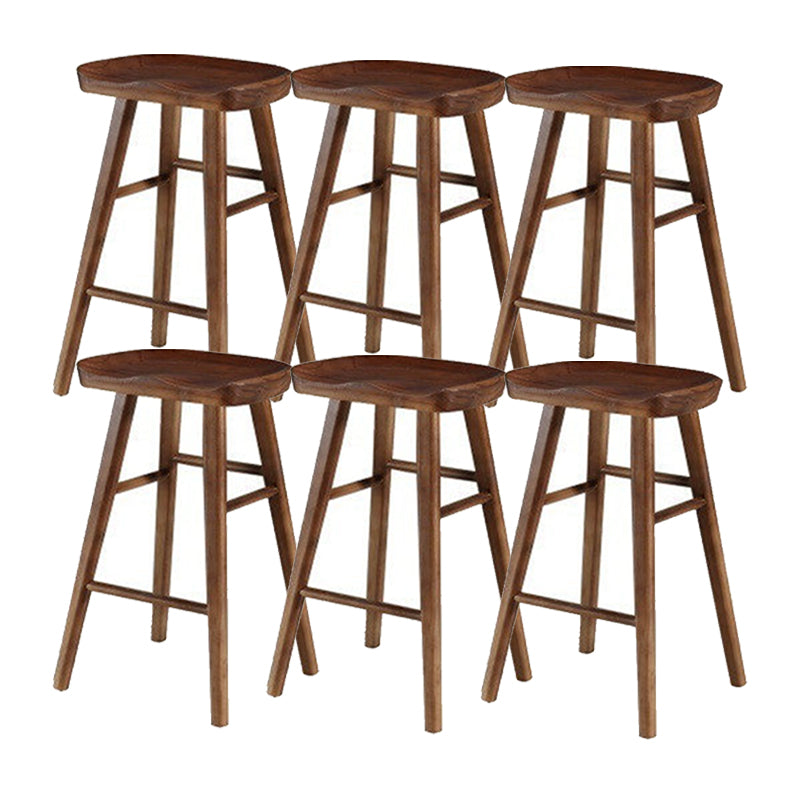 Solid Wood Armless Bar Chair Modern Backless Footrest Bar Stool