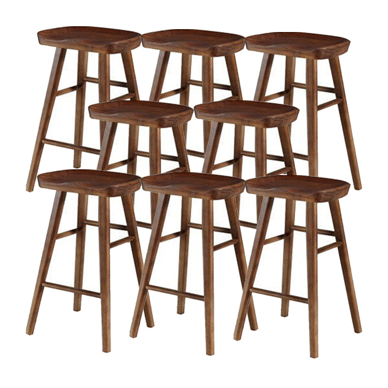 Solid Wood Armless Bar Chair Modern Backless Footrest Bar Stool