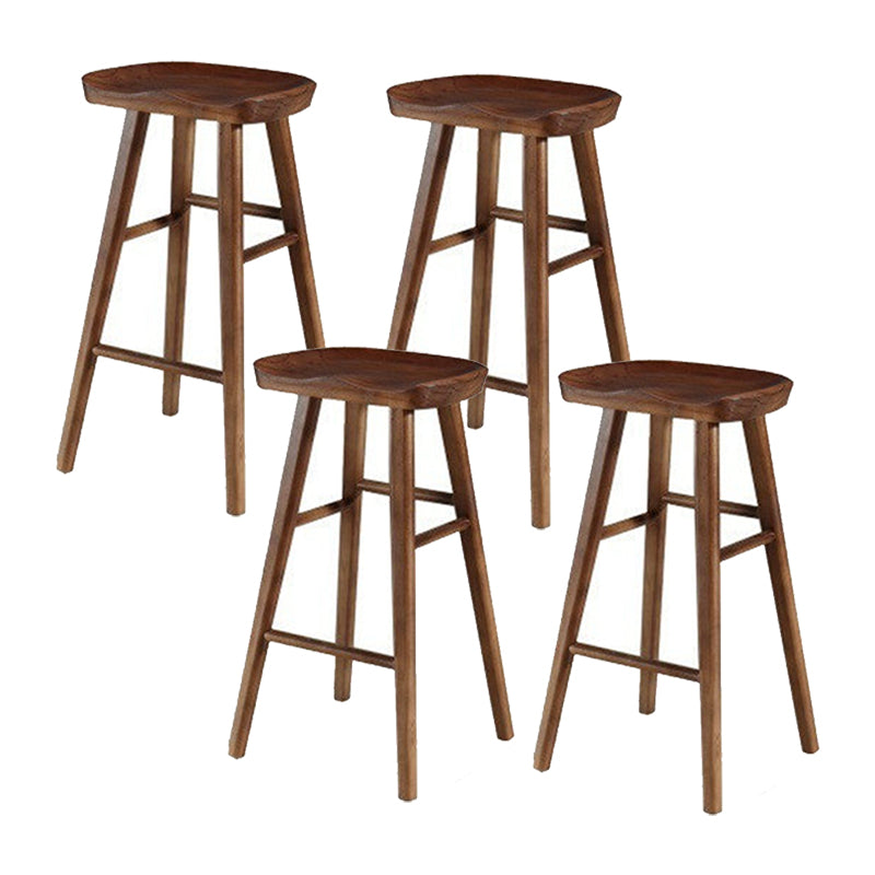 Solid Wood Armless Bar Chair Modern Backless Footrest Bar Stool