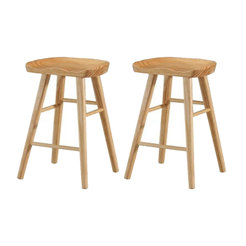 Solid Wood Armless Bar Chair Modern Backless Footrest Bar Stool