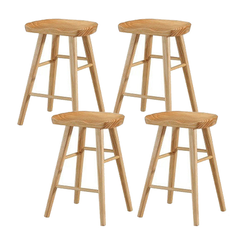 Solid Wood Armless Bar Chair Modern Backless Footrest Bar Stool