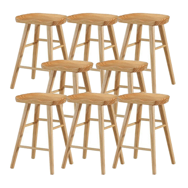 Solid Wood Armless Bar Chair Modern Backless Footrest Bar Stool