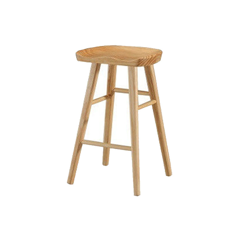 Solid Wood Armless Bar Chair Modern Backless Footrest Bar Stool