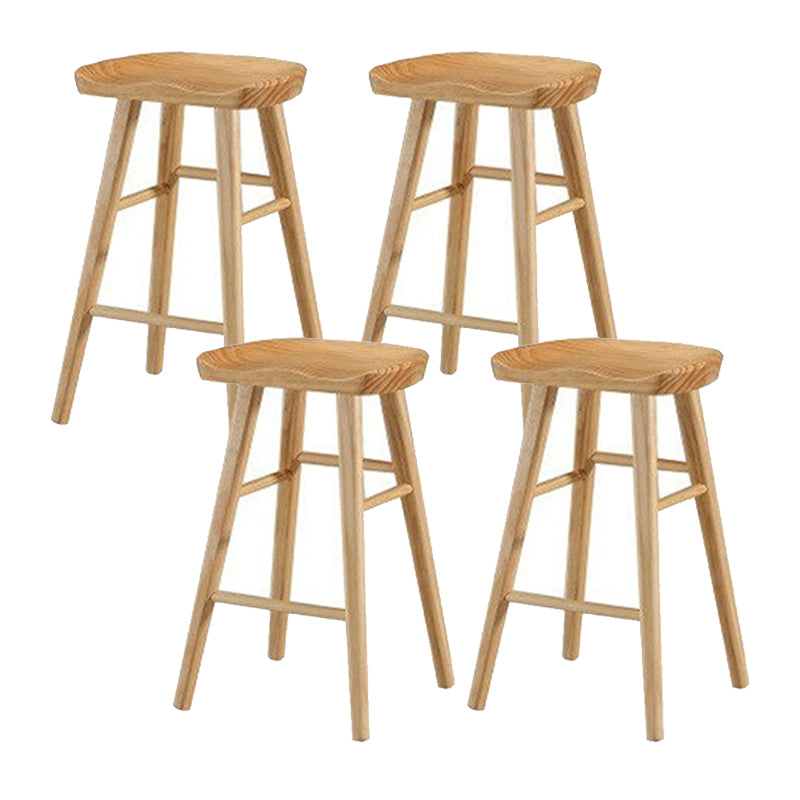 Solid Wood Armless Bar Chair Modern Backless Footrest Bar Stool