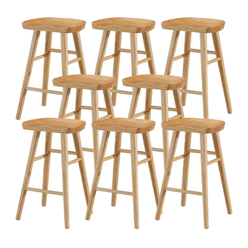 Solid Wood Armless Bar Chair Modern Backless Footrest Bar Stool