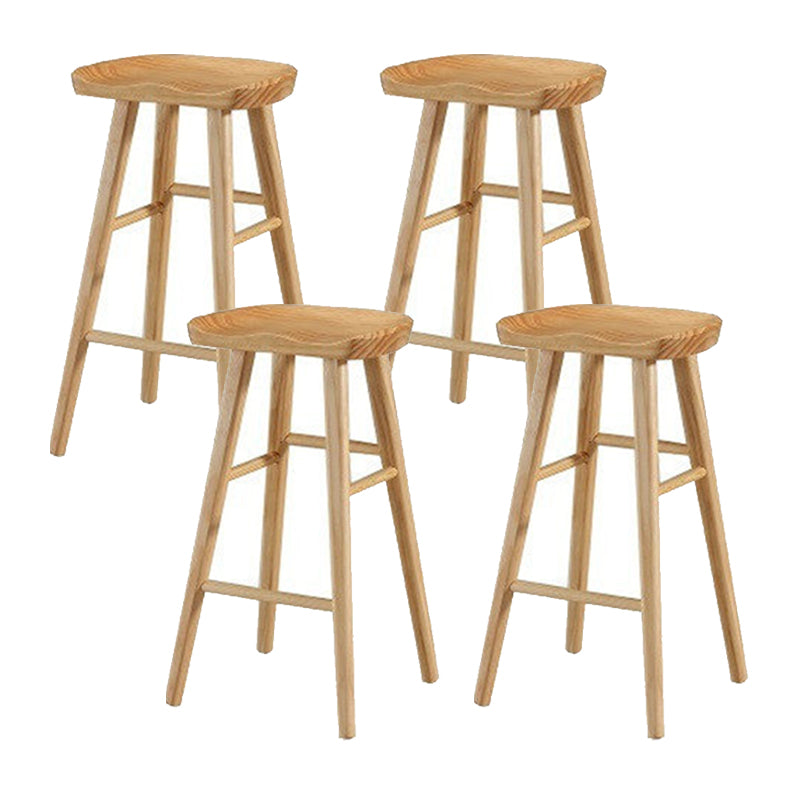 Solid Wood Armless Bar Chair Modern Backless Footrest Bar Stool