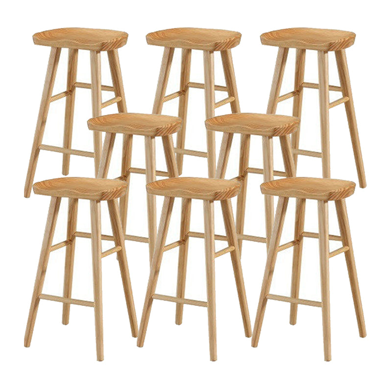 Solid Wood Armless Bar Chair Modern Backless Footrest Bar Stool