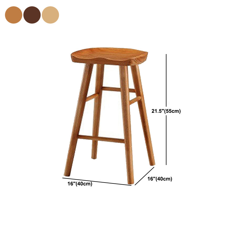 Solid Wood Armless Bar Chair Modern Backless Footrest Bar Stool