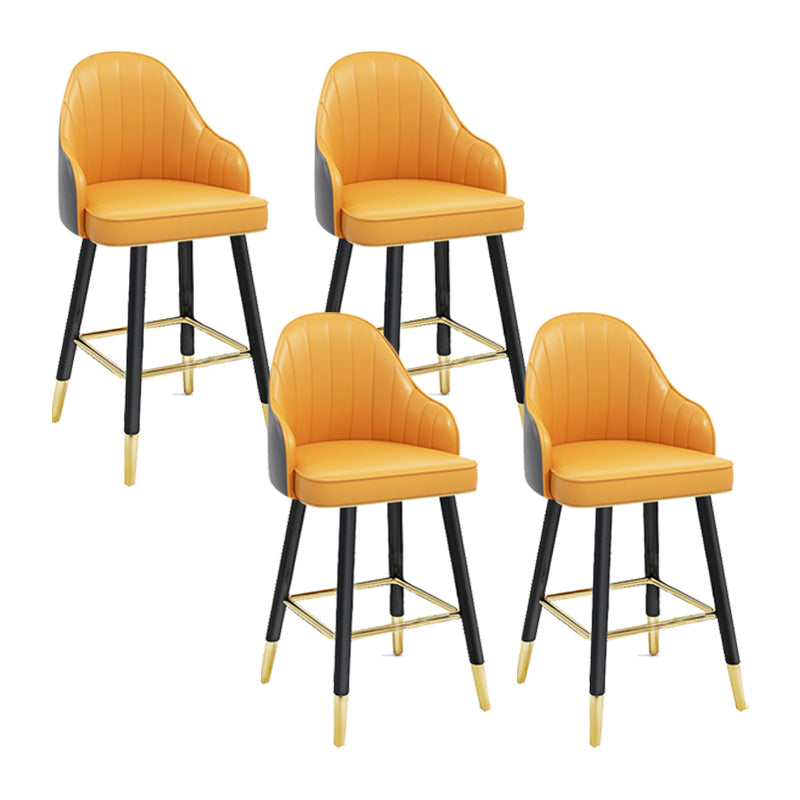Modern Swivel Home Bar Stool Matte Finish Leather Armed Stool