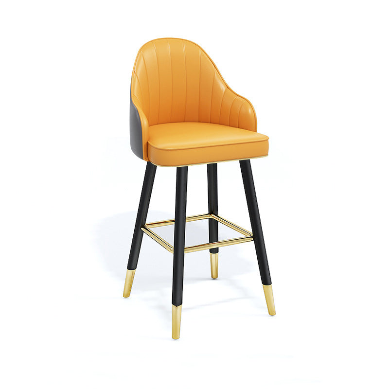 Modern Swivel Home Bar Stool Matte Finish Leather Armed Stool