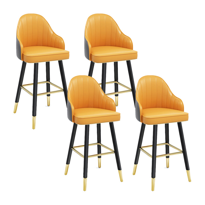 Modern Swivel Home Bar Stool Matte Finish Leather Armed Stool