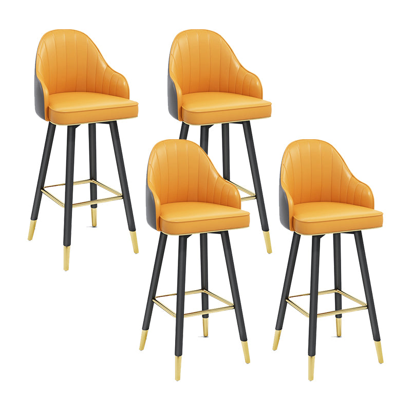 Modern Swivel Home Bar Stool Matte Finish Leather Armed Stool