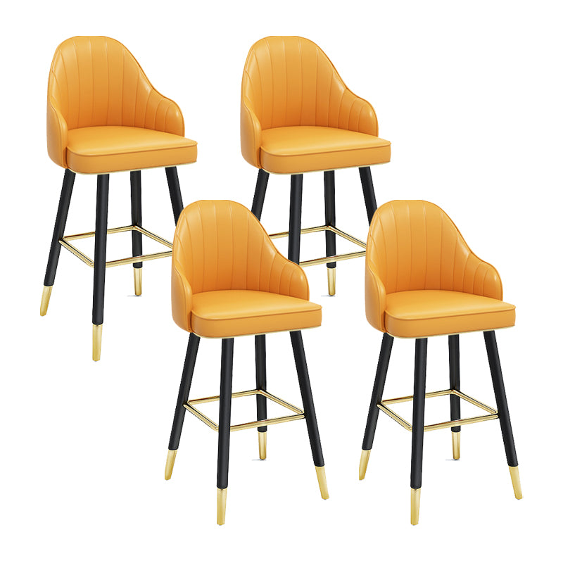 Modern Swivel Home Bar Stool Matte Finish Leather Armed Stool