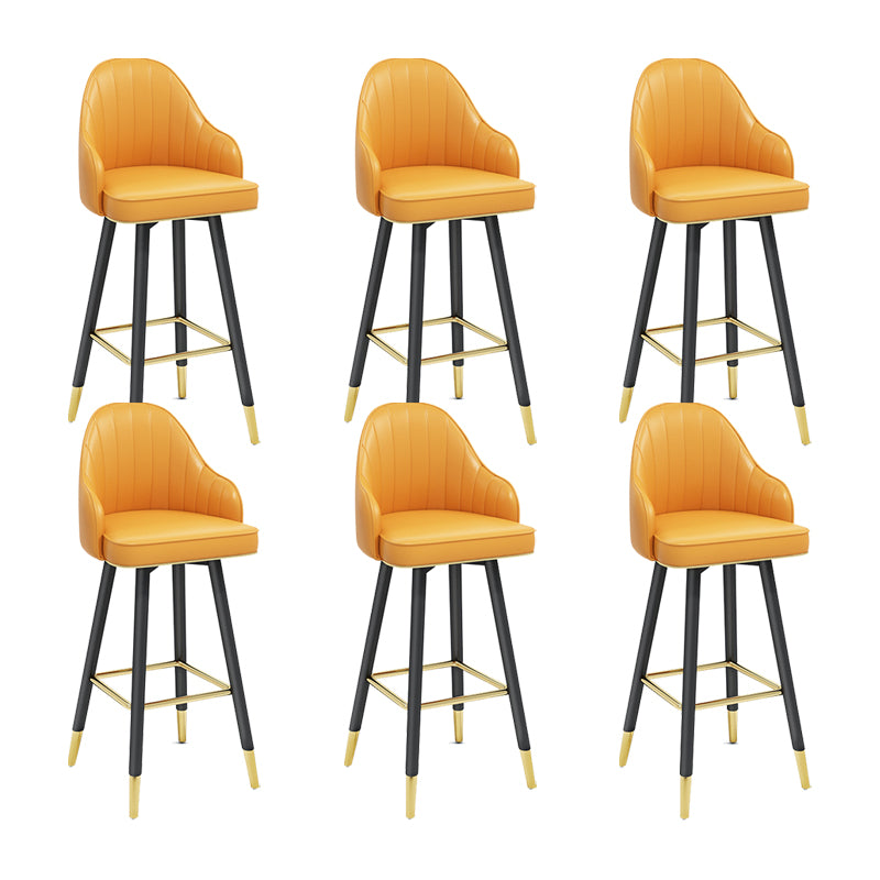 Modern Swivel Home Bar Stool Matte Finish Leather Armed Stool