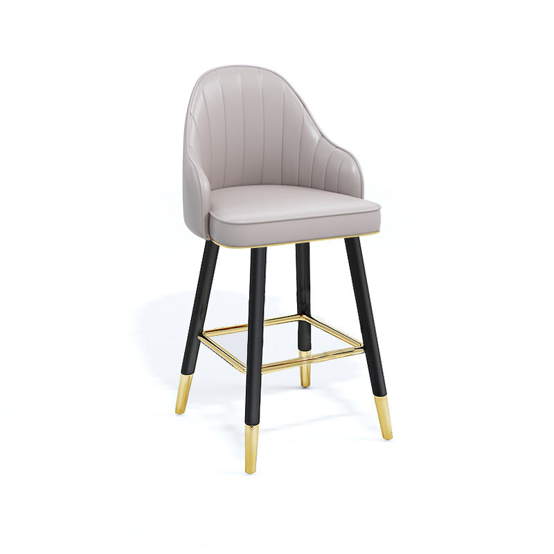 Modern Swivel Home Bar Stool Matte Finish Leather Armed Stool