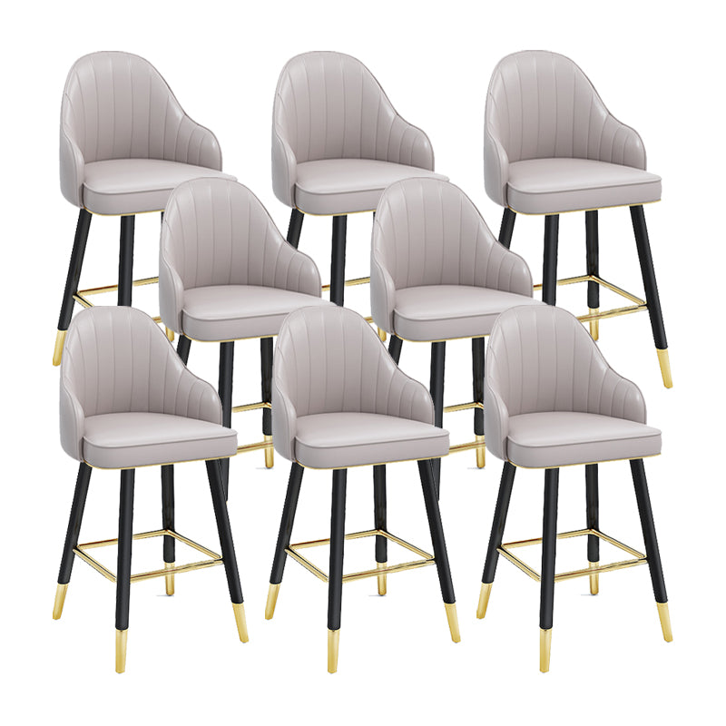 Modern Swivel Home Bar Stool Matte Finish Leather Armed Stool