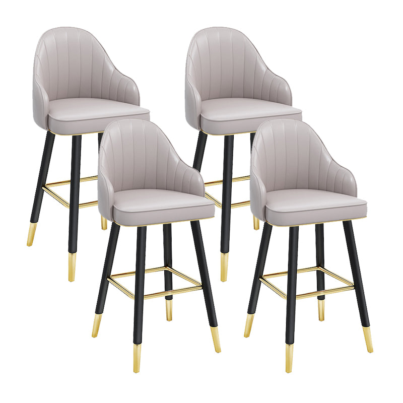 Modern Swivel Home Bar Stool Matte Finish Leather Armed Stool