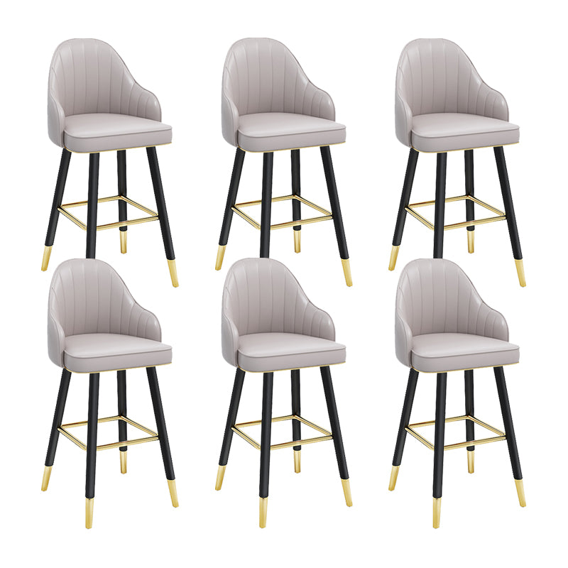 Modern Swivel Home Bar Stool Matte Finish Leather Armed Stool