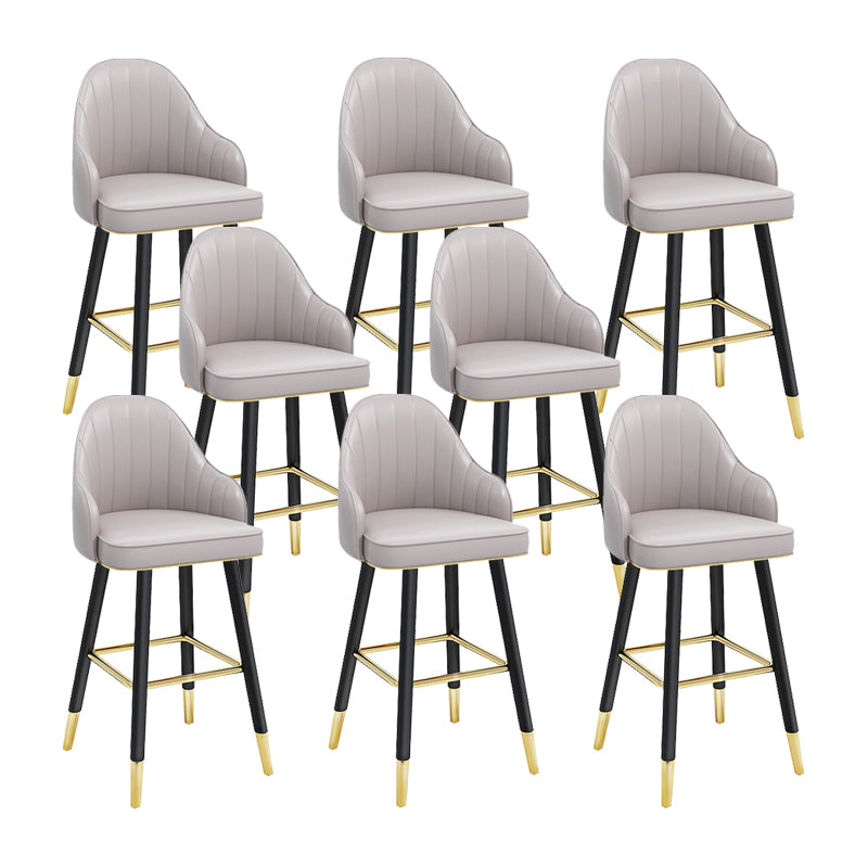 Modern Swivel Home Bar Stool Matte Finish Leather Armed Stool