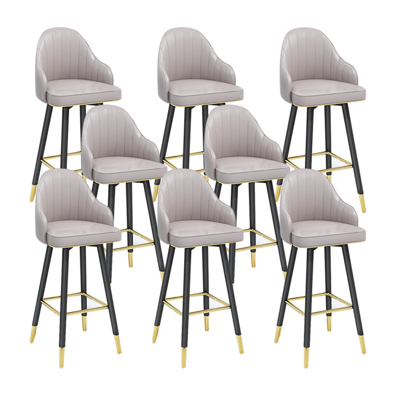 Modern Swivel Home Bar Stool Matte Finish Leather Armed Stool