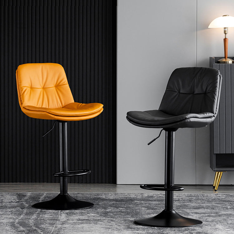 Swivel and Adjustable Bar Chair Modern Faux Leather Armless Bar Chair