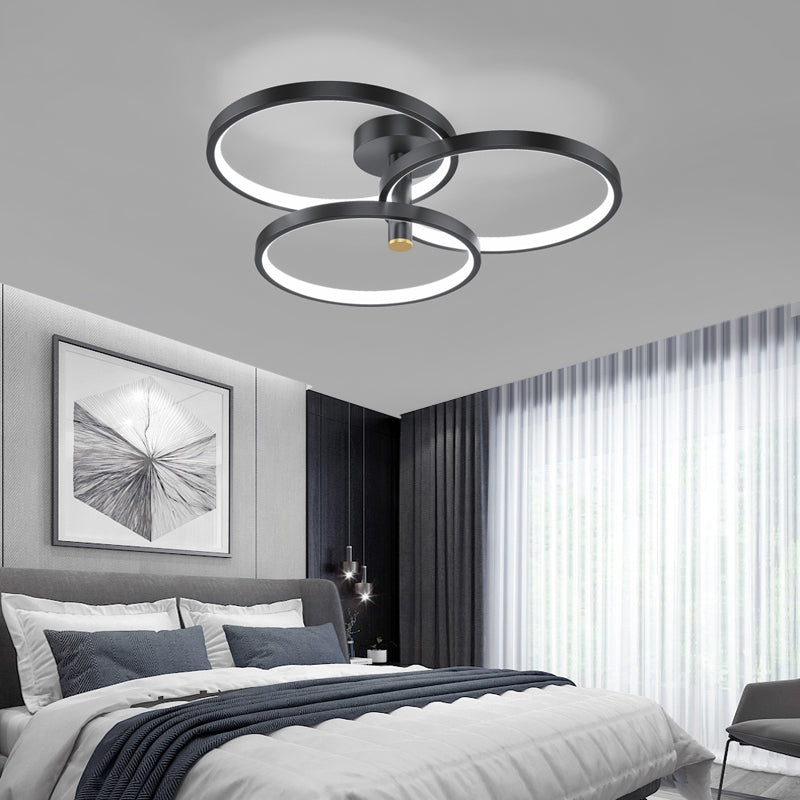 Modern Style Linear Shade Ceiling Light Metal 3 Headed Ceiling Light for Living Room