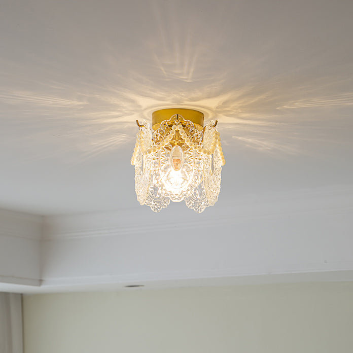 Nordic Cylinder Semi Flush Ceiling Light Glass Aisle Ceiling Flush Mount