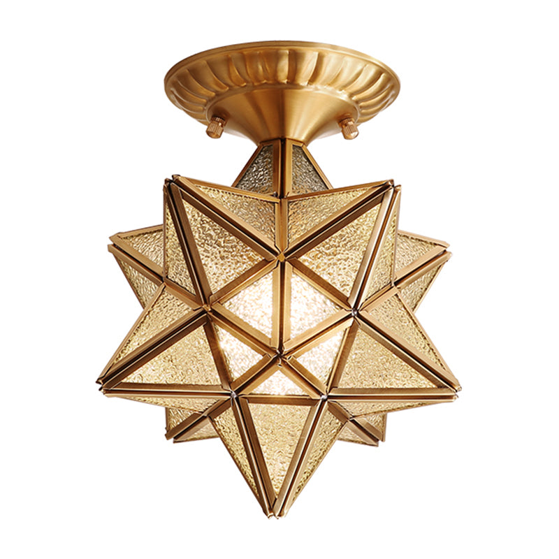Glass Gold Ceiling Mounted Light Star Shape Vintage Style Ceiling Flush Mount