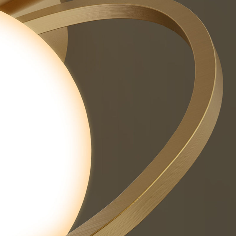 Metal Round Shade Flush Ceiling Light Industrial 1 Light Ceiling Light Fixture in Gold