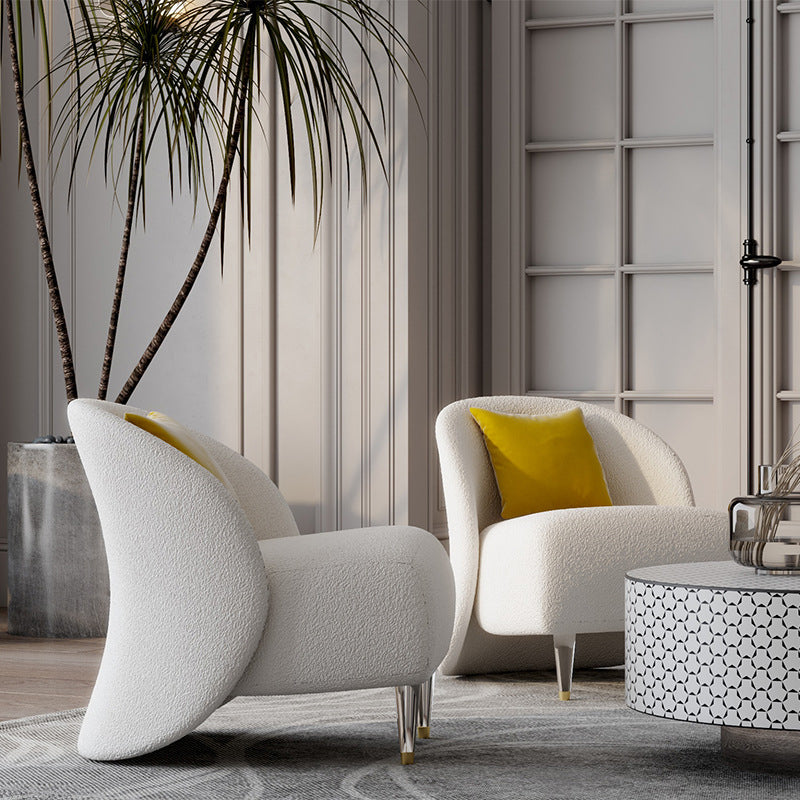 White Modern Sofa for Living Room Minimalist Tuxedo Arm Sofa